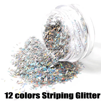 96 Acrylic Glitter Powder Crush Shell Bead Striping Letter Foil Nail Decoration