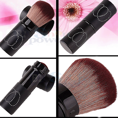 Kabuki Sable Hair Face Powder Blusher Makeup Brush Retractable-Black
