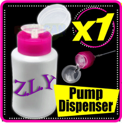 Empty Thick Pump Dispenser Nail Art Polish Remover REUSABLE Pink