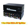 1 In 4 Out Video Audio RCA AV Switch HDTV DVD Splitter