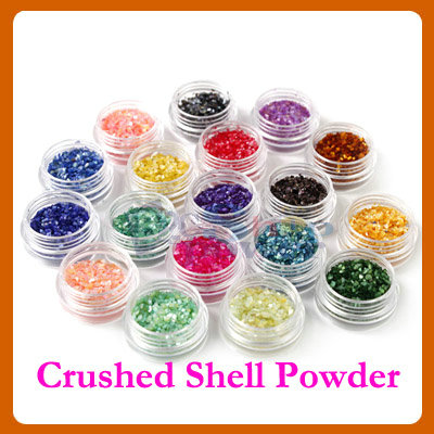 18 Colors Crushed Shell Chips Powder for UV acrylic system Nail Art Box