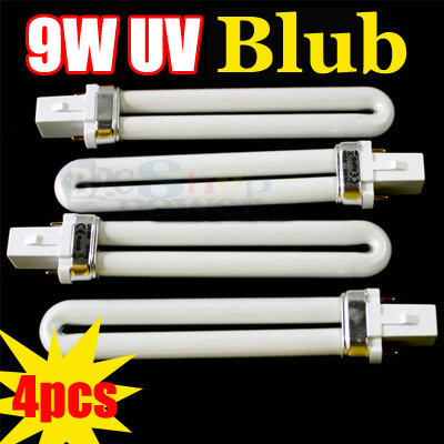 4X Nail Art 9W UV Gel Dryer White Light Lamp Tube Bulb