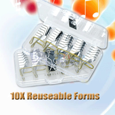 REUSABLE Forms UV Gel Acrylic French Nail Tips Silver 10X