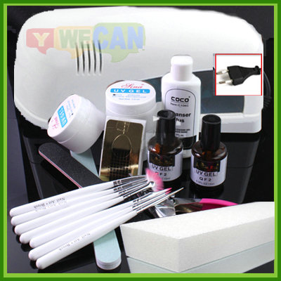 UV Gel Set UV Lamp Brush Pen Tool Topcoat Primer Forms Cleanser Nail Art