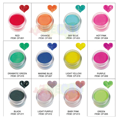 12 Colors Acrylic Powder Dust For 3D UV Gel Nail Art