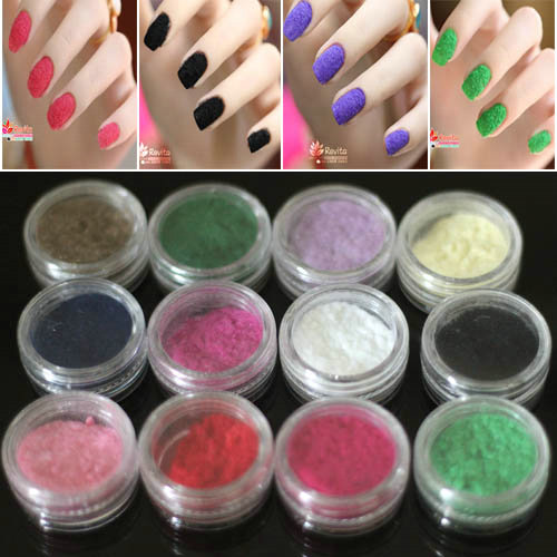 12 Colors Fashion Tips Fuzzy Flocking Velvet Nail Powder Nail Art Tools