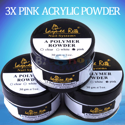 3x Pink Color Acrylic Polymer Powder For Acrylic Nail Art